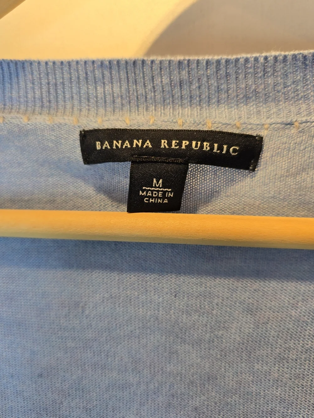 Banana Republic Sky Blue Knit Sweater Size M 85% Cotton 15% Wool - Picture 5 of 11